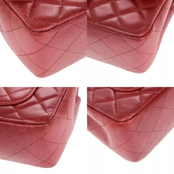 CHANEL CC Mini Matelasse Chain Shoulder Bag Leather Red SHW Italy - Picture 2 of 7
